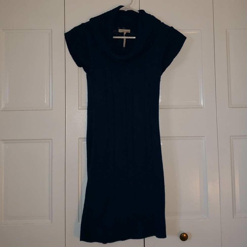 Blue sweater dress